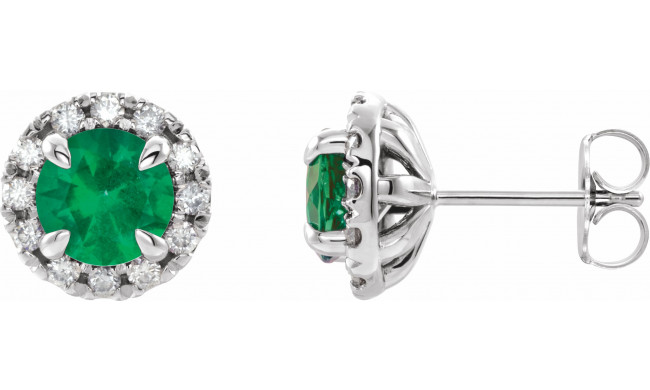 14K White Emerald & 1/5 CTW Diamond Earrings - 869716015P