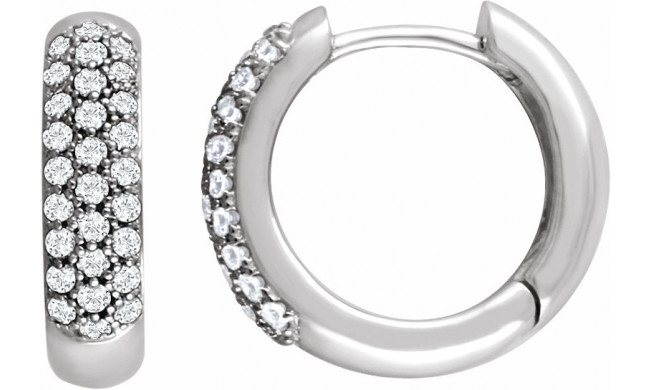 14K White 1/2 CTW Diamond Pavu00e9 Hoop Earrings - 6715060001P