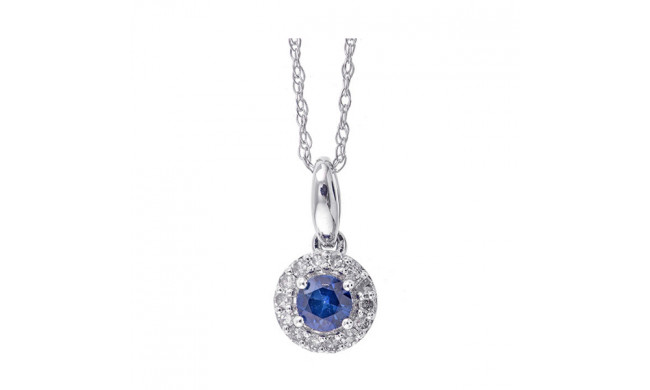 Gems One 10Kt White Gold Diamond (1/12Ctw) & Sapphire (1/5 Ctw) Pendant - PD35151-1WDS