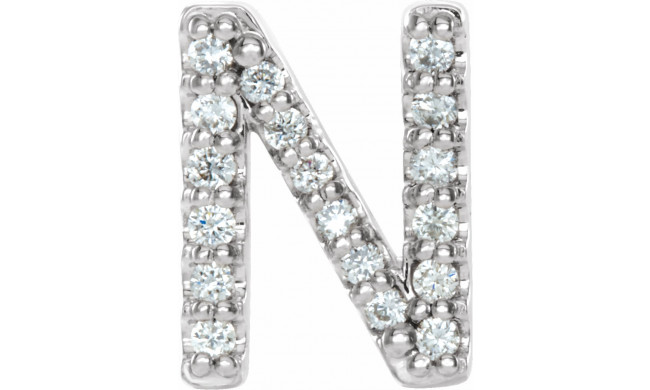 14K White .06 CTW Diamond Single Initial N Earring - 867976065P