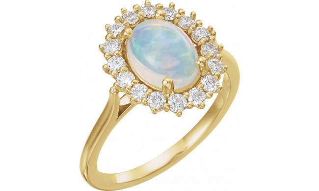 14K Yellow Ethiopian Opal & 1/2 CTW Diamond Ring - 72070629P