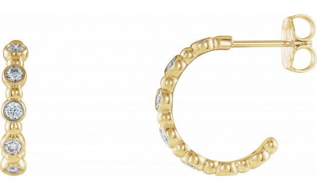 14K Yellow 3/8 CTW Diamond Beaded Hoop Earrings - 86685605P