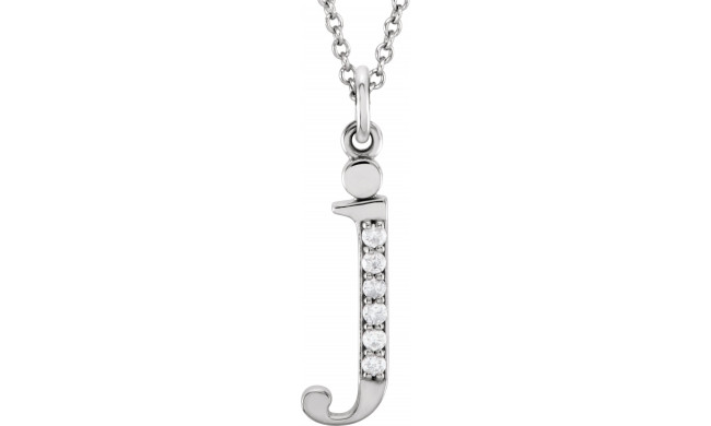 14K White .025 CTW Diamond Lowercase Initial j 16 Necklace - 8580360027P