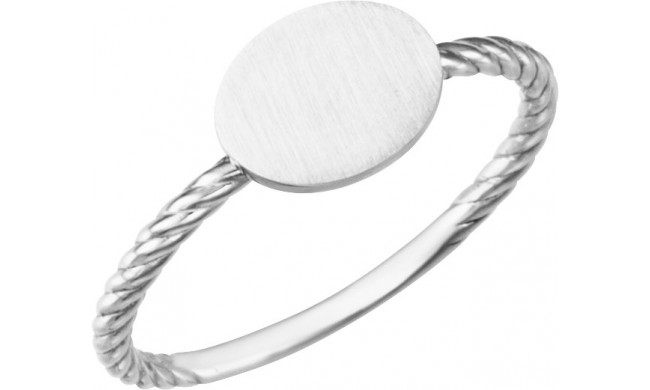14K White Oval Engravable Rope Ring - 514041002P