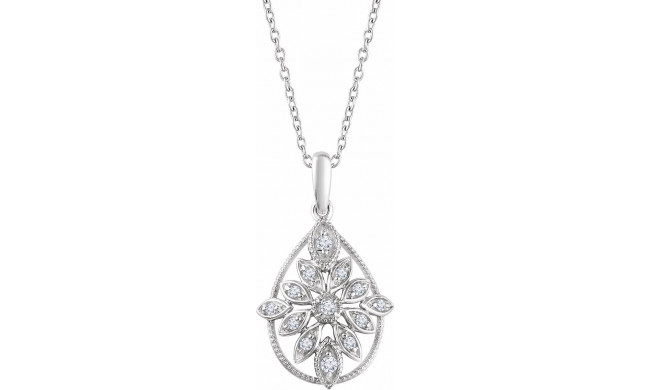14K White 1/6 CTW Diamond Granulated Filigree 18 Necklace - 65260760002P
