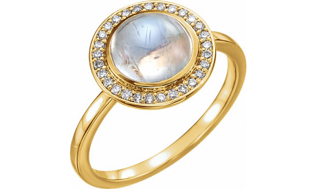 14K Yellow Rainbow Moonstone & 1/8 CTW Diamond Halo-Style Ring - 71821610P