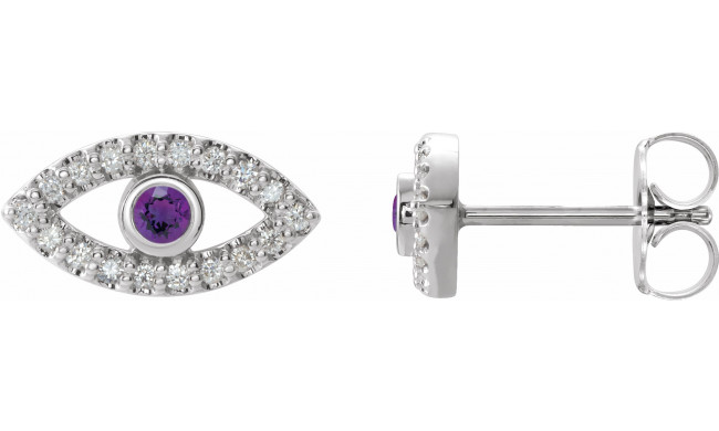 14K White Amethyst & White Sapphire Earrings - 86884624P