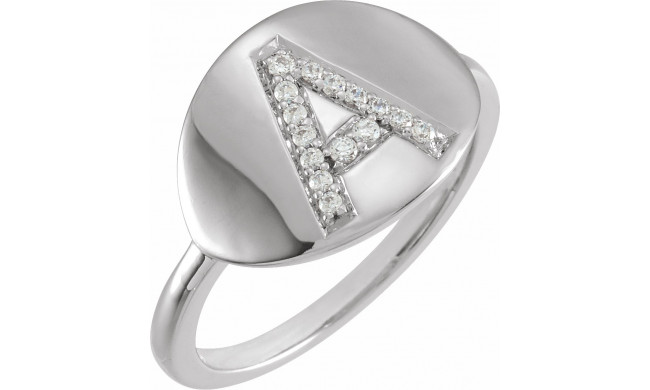 14K White Initial A 1/10 CTW Diamond Ring - 653628601P