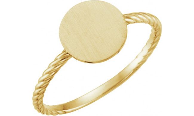 14K Yellow Round Engravable Rope Ring - 514011001P