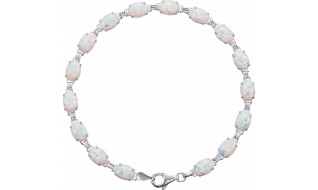 14K White Lab-Grown Opal Line 7 Bracelet - 651635100P