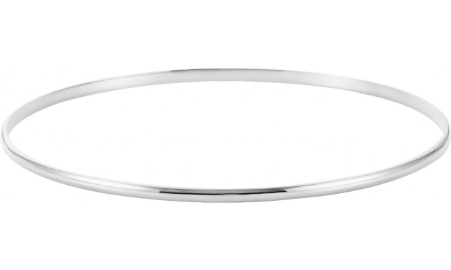 14K White 2 mm Half Round Bangle 7 1/2 Bracelet - BRC111653P