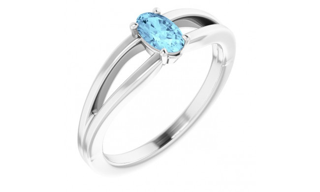 14K White Aquamarine Youth Solitaire Ring - 19401605P