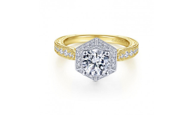 Gabriel & Co. 14k Two Tone Gold Art Deco Halo Engagement Ring - ER14499R4M44JJ