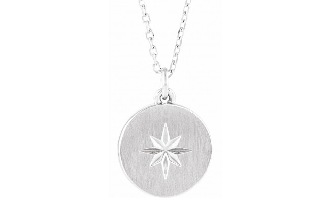 14K White Starburst Disc 16-18 Necklace - 86649600P