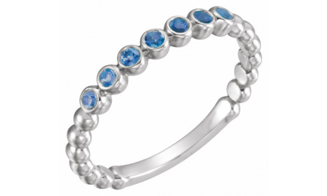 14K White Blue Sapphire Stackable Ring - 7181360014P