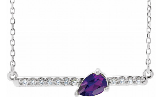 14K White Amethyst & 1/10 CTW Diamond 18 Necklace - 86812690P