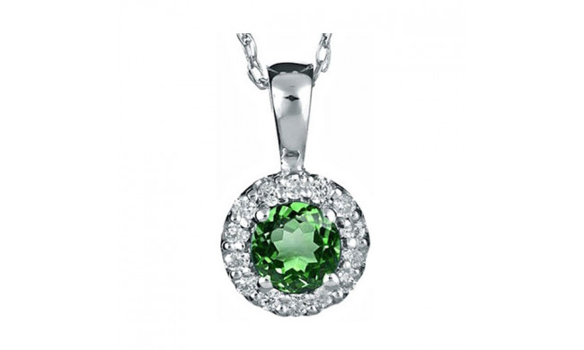 Gems One 14Kt White Gold Diamond (1/12Ctw) & Emerald (1/4 Ctw) Pendant - NP711-4WCE