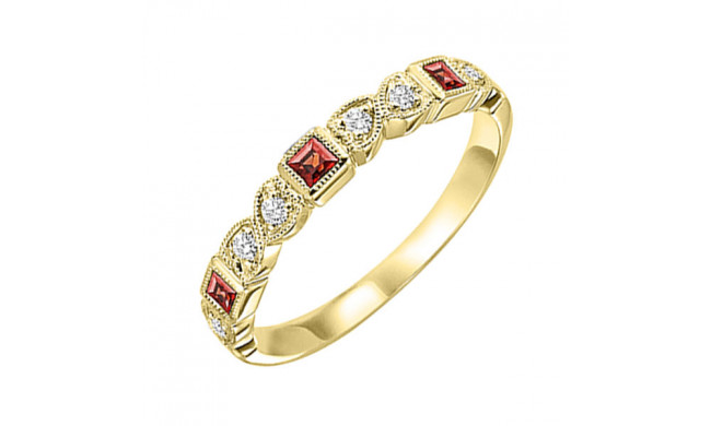 Gems One 10Kt Yellow Gold Diamond (1/10Ctw) & Garnet (1/6 Ctw) Ring - FR1207-1YD