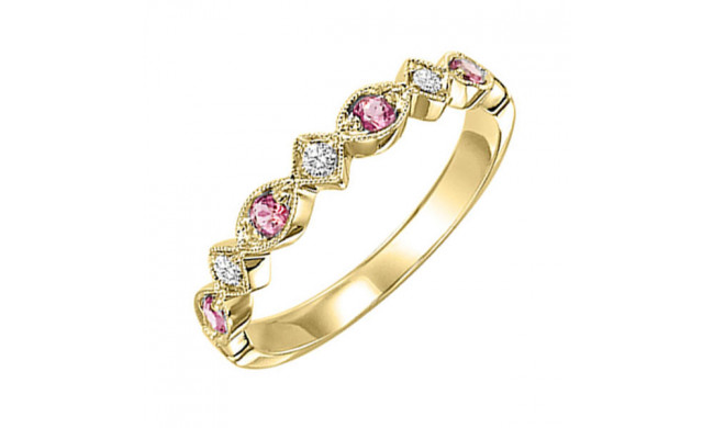 Gems One 10Kt Yellow Gold Diamond (1/20Ctw) & Pink Tourmaline (1/6 Ctw) Ring - FR1211-1YD