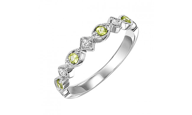 Gems One 10Kt White Gold Diamond (1/20Ctw) & Peridot (1/6 Ctw) Ring - FR1215-1WD