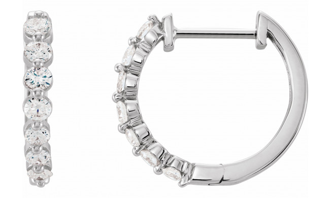14K White 1/2 CTW Diamond 15.25 mm Hoop Earrings - 65214960005P