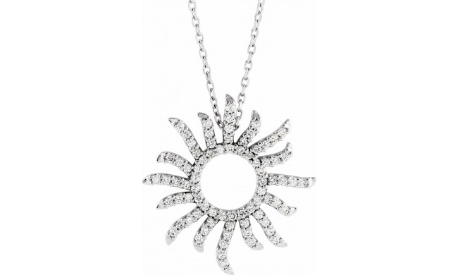 14K White 3/8 CTW Diamond Beaming Sun 16 Necklace - 6712084400P