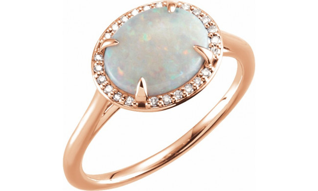 14K Rose Opal & .06 CTW Diamond Ring - 71633106P