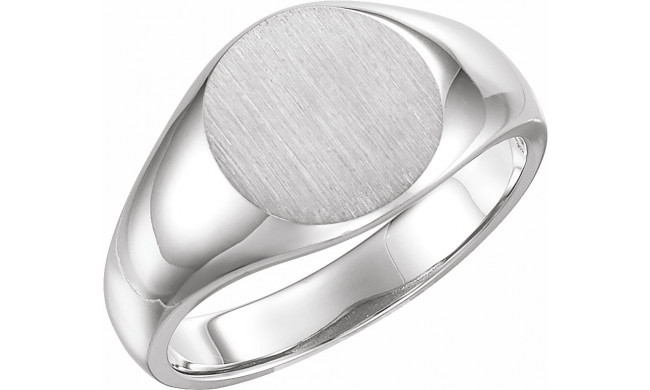 14K White 13 mm Round Signet Ring - 91298589P