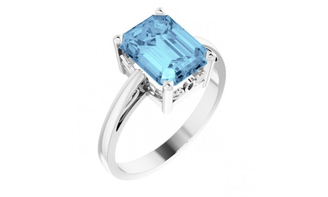 14K White Aquamarine Scroll Settingu00ae Ring - 70534102P