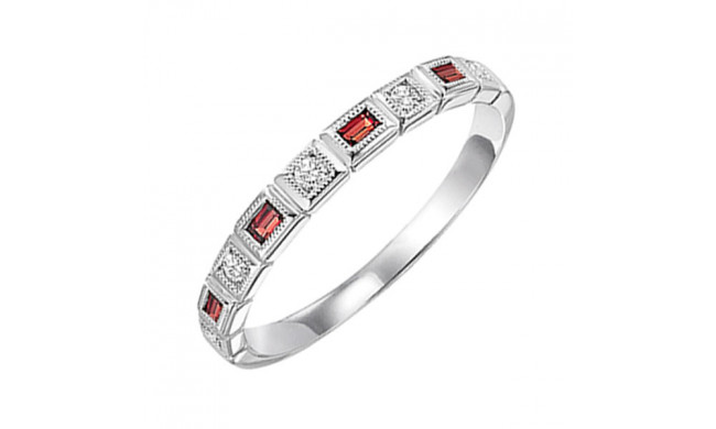 Gems One 14Kt White Gold Diamond (1/10Ctw) & Garnet (1/6 Ctw) Ring - FR1225-4WD