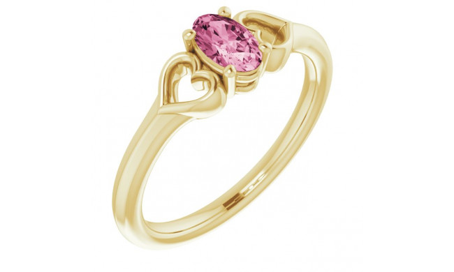 14K Yellow 5x3 mm Oval Tourmaline Youth Heart Ring - 71987629P