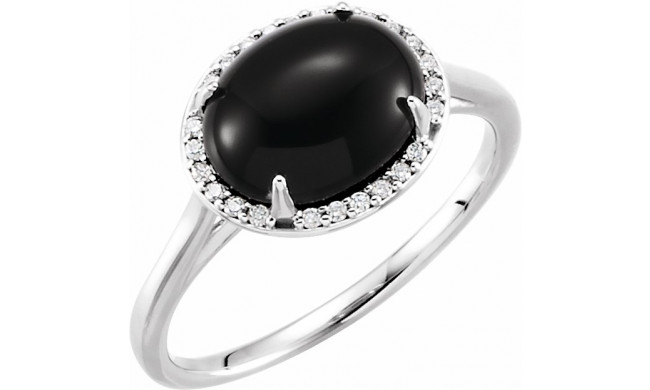 14K White Onyx & .06 CTW Diamond Ring - 7163370000P