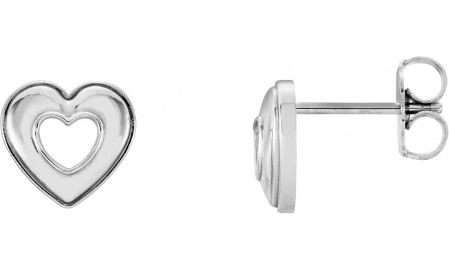 14K White 8.5x8 mm Heart Earrings - 860981002P