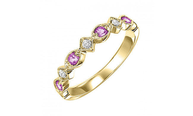 Gems One 14Kt Yellow Gold Diamond (1/20Ctw) & Pink Sapphire (1/6 Ctw) Ring - FR1076-4YD