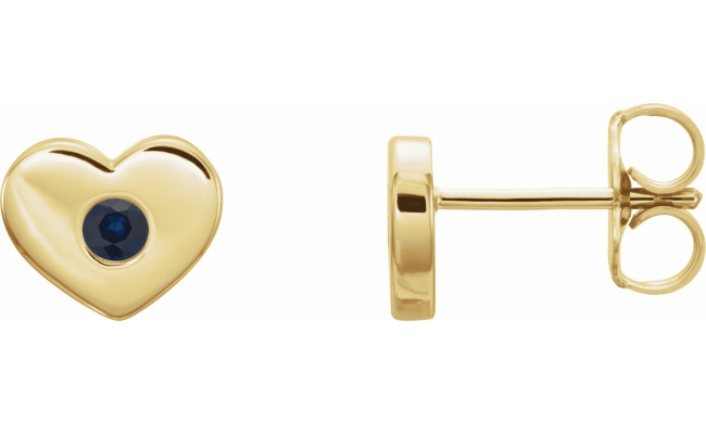 14K Yellow Blue Sapphire Heart Earrings - 86336655P