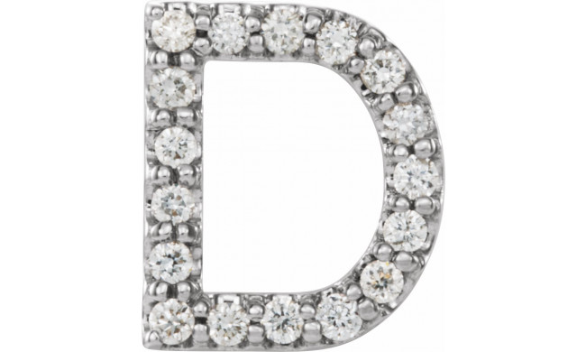 14K White .06 CTW Diamond Single Initial D Earring - 867976015P