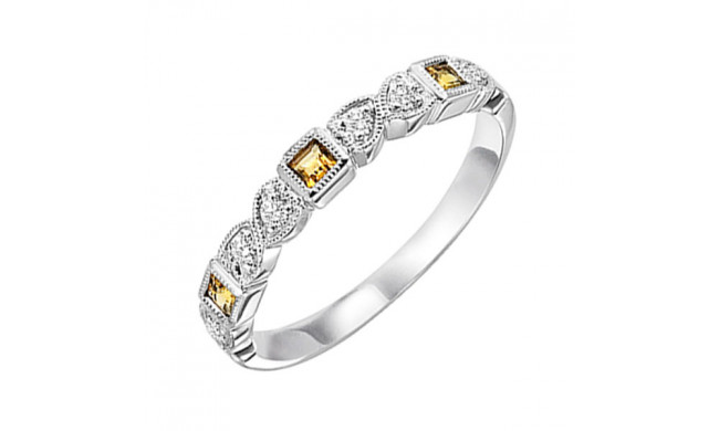 Gems One 14Kt White Gold Diamond (1/10Ctw) & Citrine (1/6 Ctw) Ring - FR1234-4WD