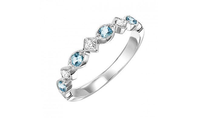 Gems One 10Kt White Gold Diamond (1/20Ctw) & Aquamarine (1/6 Ctw) Ring - FR1264-1WD