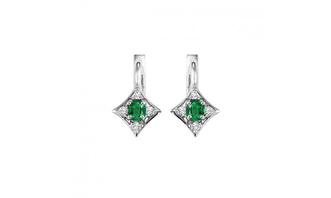 Gems One 14Kt White Gold Diamond (1/12Ctw) & Emerald (1/4 Ctw) Earring - FE4031-4WCE