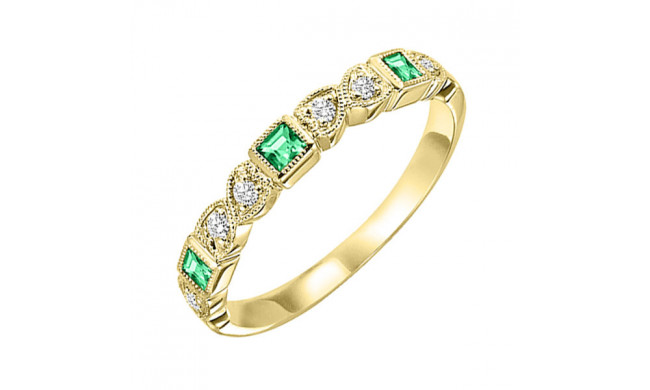 Gems One 10Kt Yellow Gold Diamond (1/10Ctw) & Emerald (1/10 Ctw) Ring - FR1036-1YD