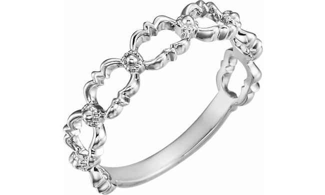 14K White Stackable Bead Ring - 51651101P