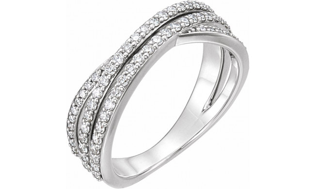 14K White 1/2 CTW Diamond Criss-Cross Ring - 122851600P