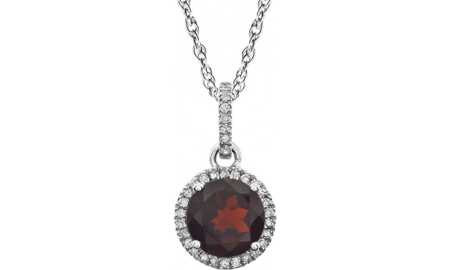 14K White Mozambique Garnet & 1/10 CTW Diamond 18 Necklace - 65130170010P