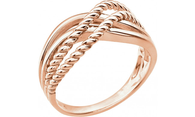 14K Rose Crossover Rope Design Ring - 861521002P