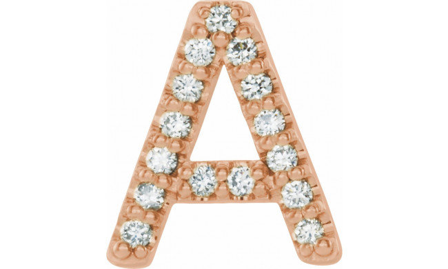 14K Rose .06 CTW Diamond Single Initial A Earring - 867976002P