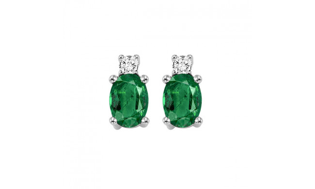 Gems One 14Kt White Gold Diamond (1/20Ctw) & Emerald (3/8 Ctw) Earring - NE328-4WCE