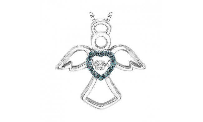 Gems One Silver Diamond (1/10Ctw) & Sapphire Pendant - ROL1060-SSDBL