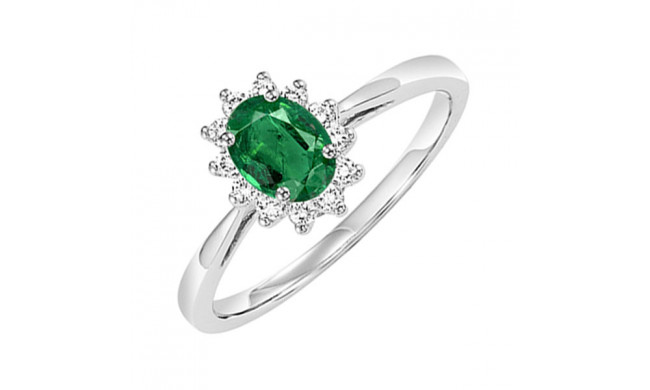 Gems One 14Kt White Gold Diamond (1/5Ctw) & Emerald (3/8 Ctw) Ring - FR4062-4WCE