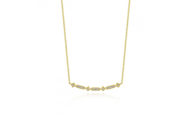 Gabriel & Co. 14k Yellow Gold Art Moderne Diamond Bar Necklace - NK5732Y45JJ