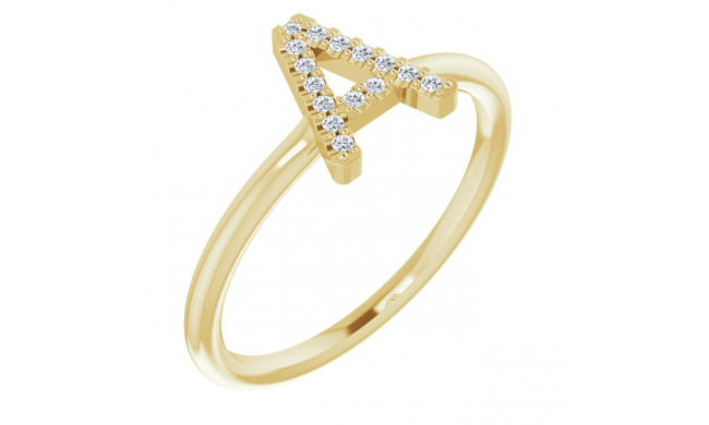 14K Yellow .07 CTW Diamond Initial A Ring - 1238346001P